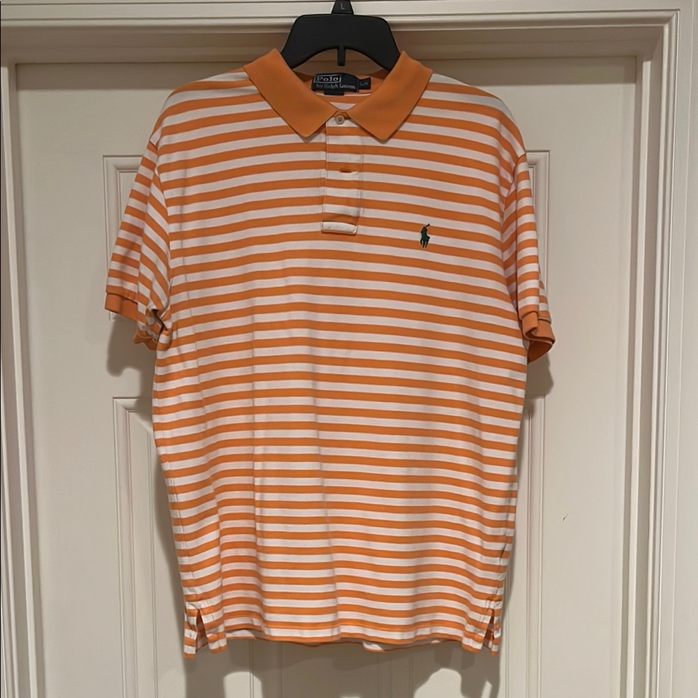 Polo by Ralph Lauren Orange and White Striped Polo Shirt